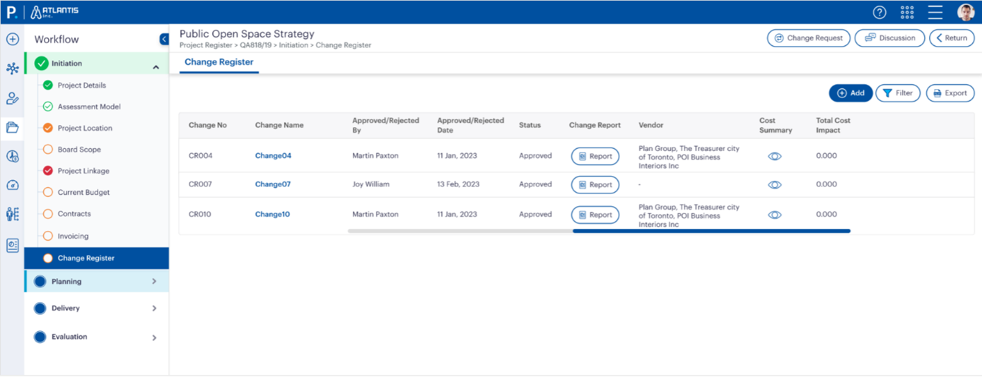 Figure 1.4: Filtered Results – Quickly access a refined list of relevant changes after applying filters.